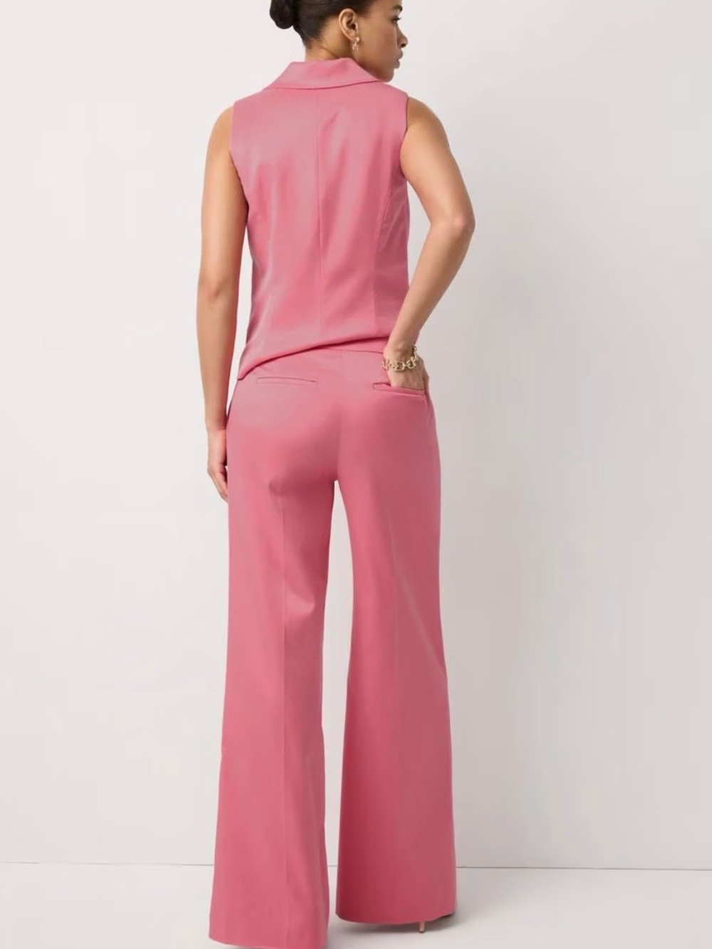 White House Black Market Pink Wide-Leg Trousers - Picture 3 of 9
